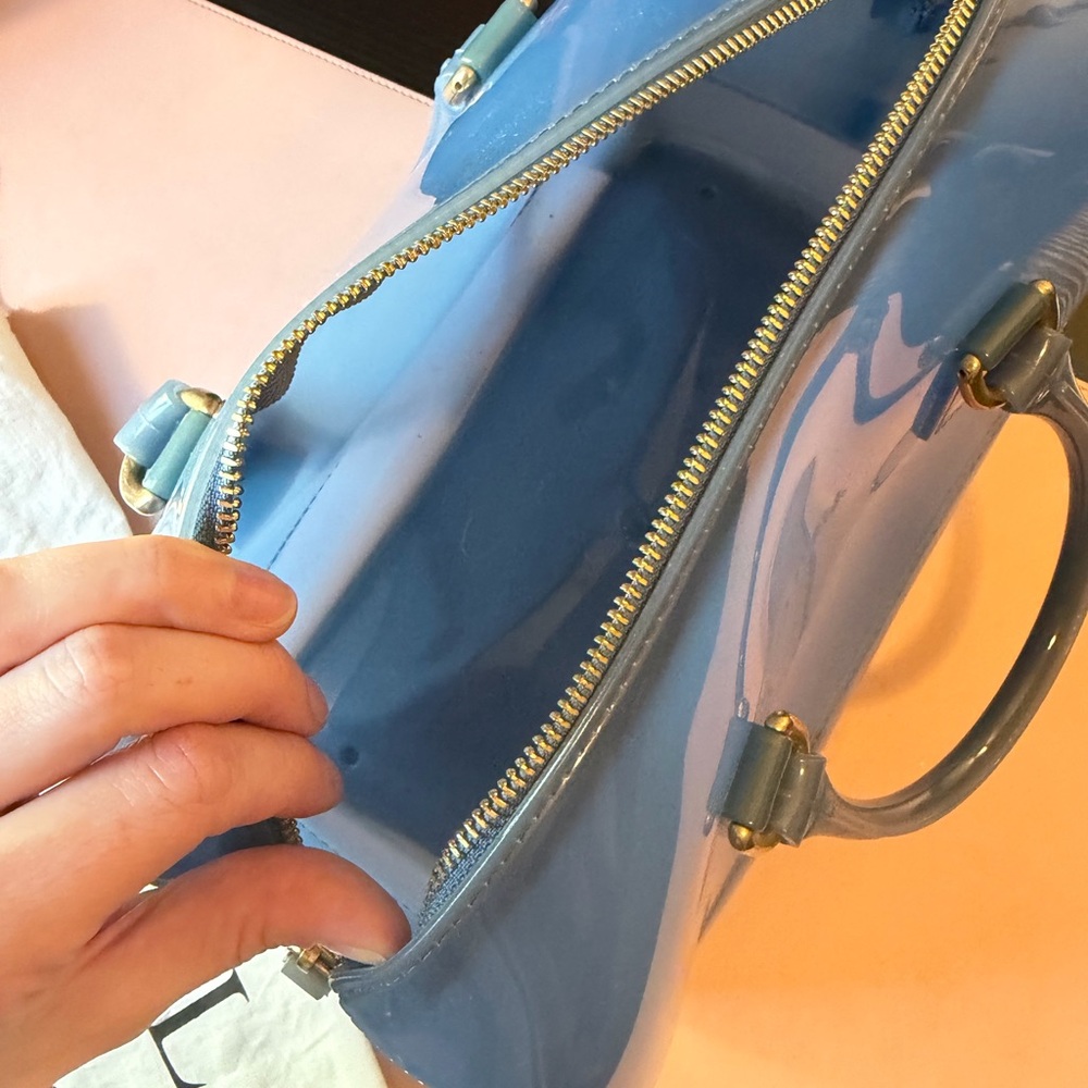 Furla Patent Leather Dome Satchel in Royal Blue - Picture 15 of 16